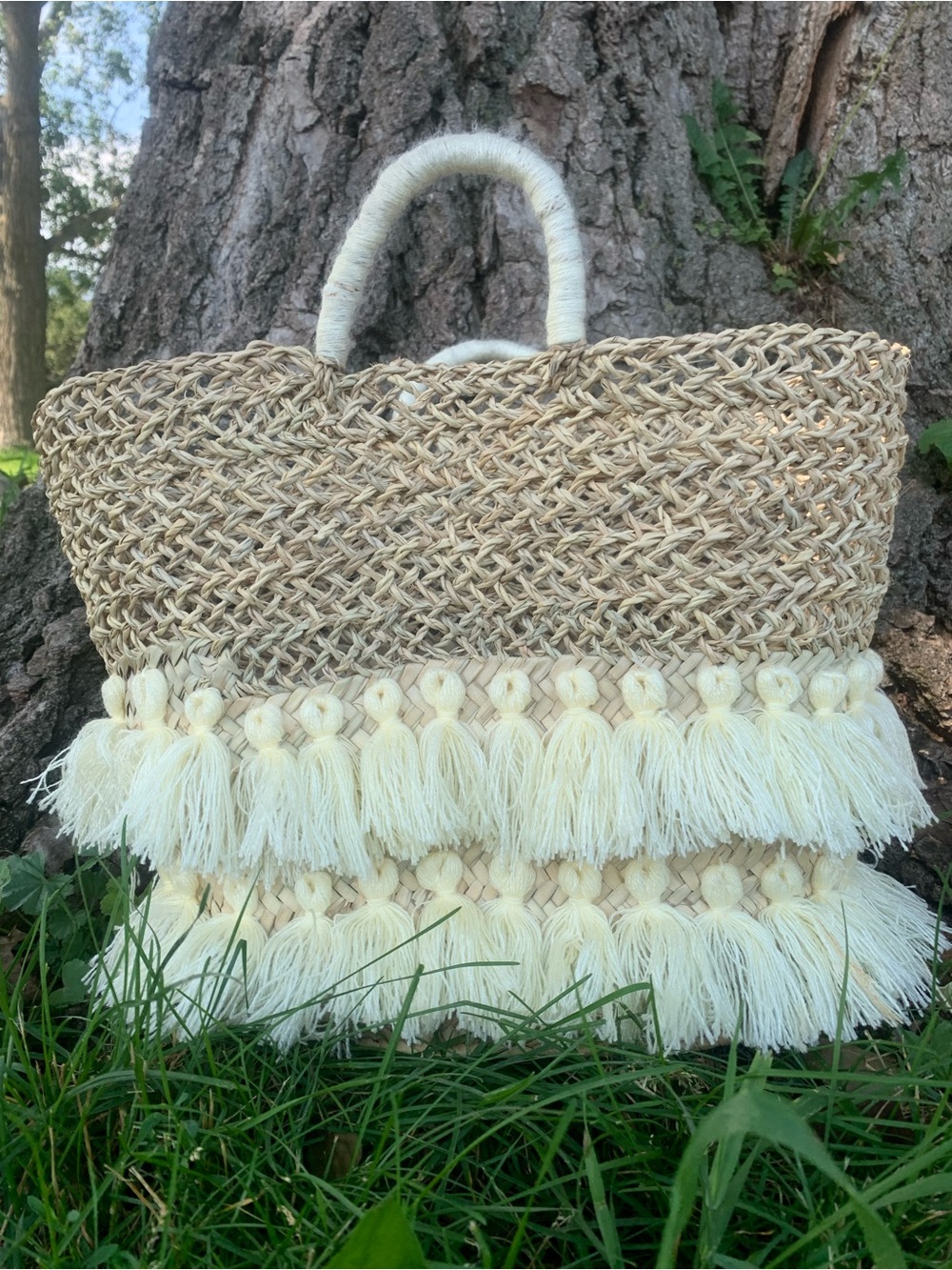 New beach basket bag - handmade basket tote bag - picnic basket - women basket - Picture 4 of 13